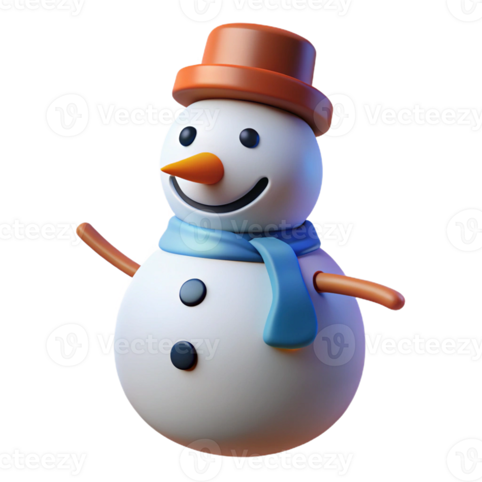 serene abstract 3D Render of a Cheerful Snowman genuine png