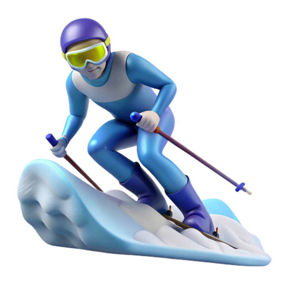 Downhill Skiing 3D Render of Skier png