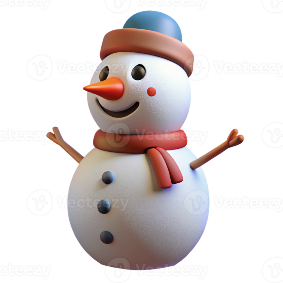 impressive contemporary Cheerful 3D Snowman Illustration genuine png