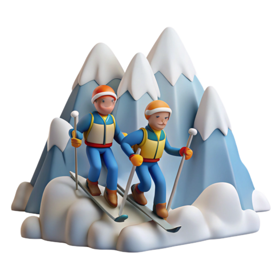 Skiers Ascending Snowy Mountains png
