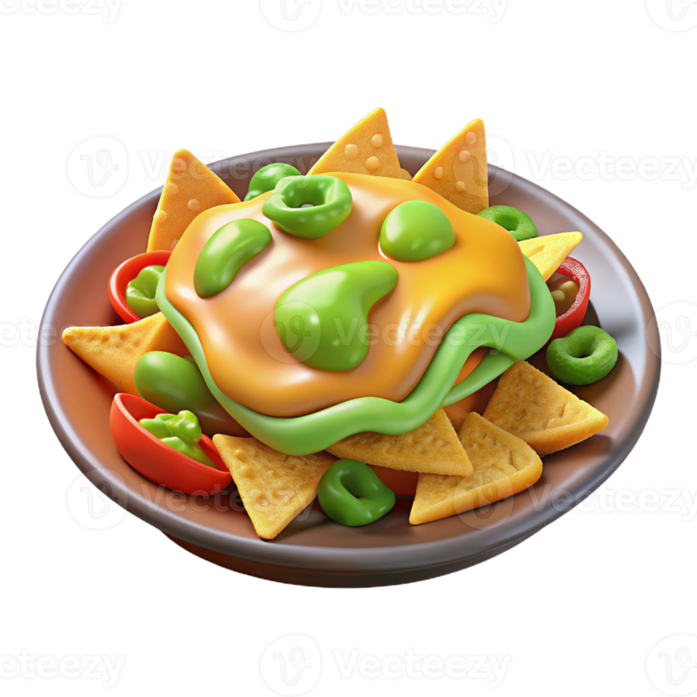 impressive minimalist 3D Render of Nachos with Cheese and Salsa high resolution png