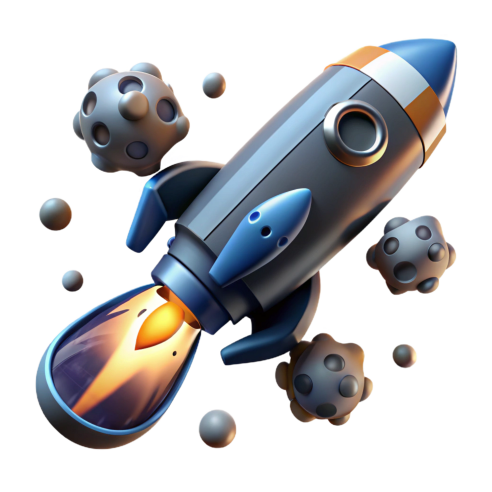 Rocket Launch Space Exploration, Asteroid Field Navigation png
