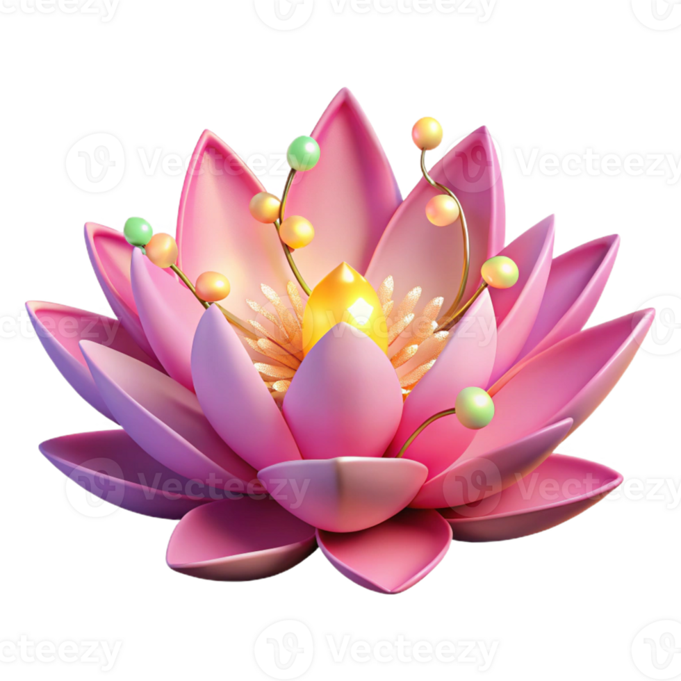 impressive classic Pink Lotus 3D Render, Floral Illustration high resolution png