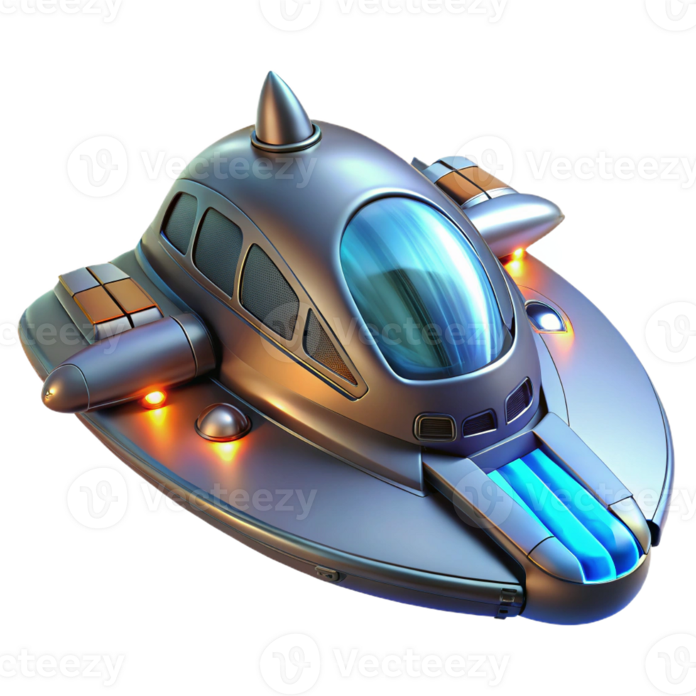 extraordinary artistic Futuristic Spaceship 3D Render high resolution png