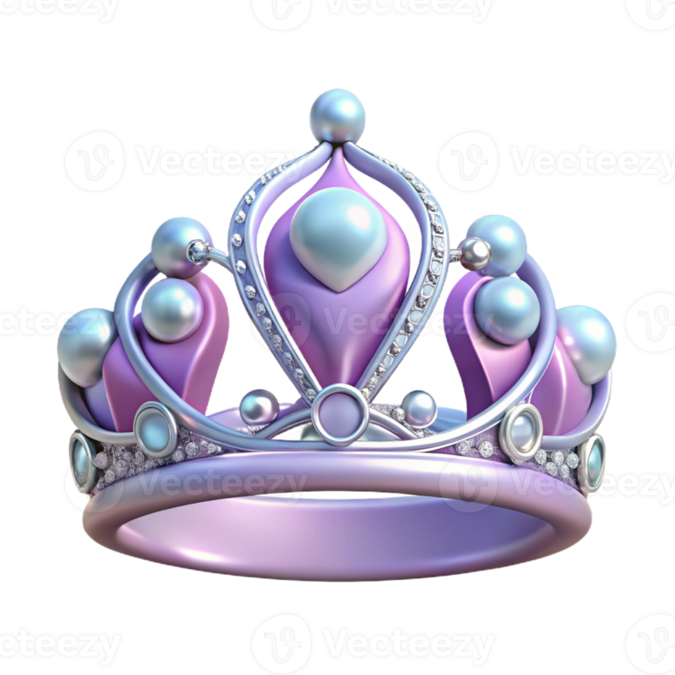 magnificent classic Lavender Pearl Crown 3D Render original png