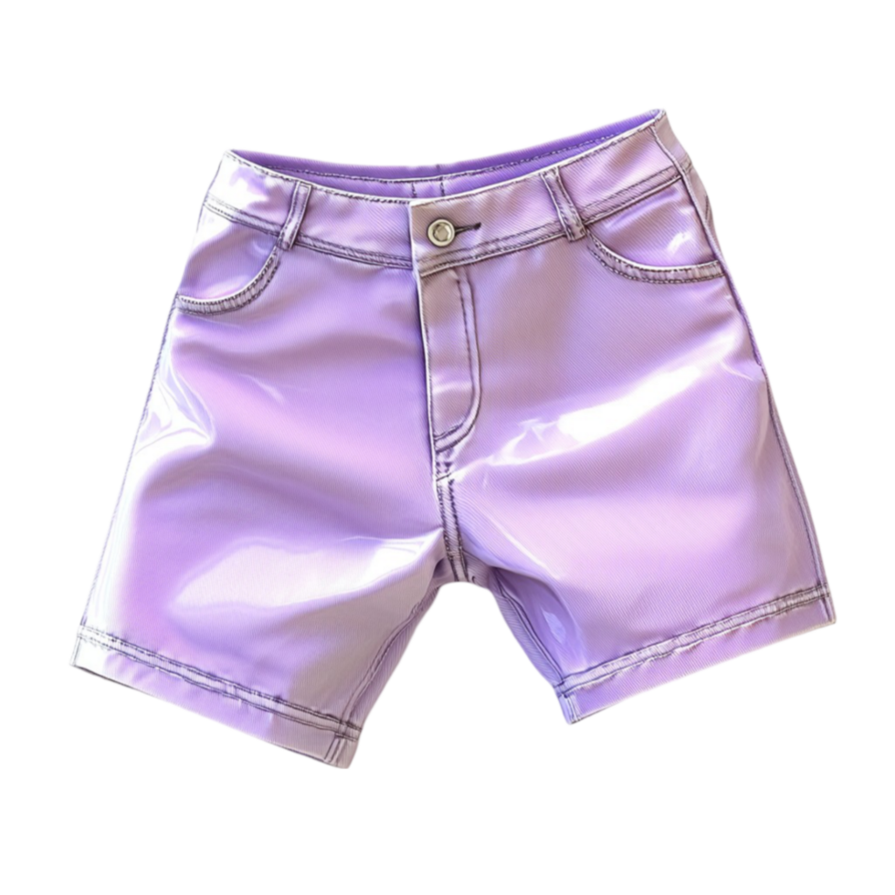 metallic purple shorts with a glossy finish represent fashion and aesthetics png