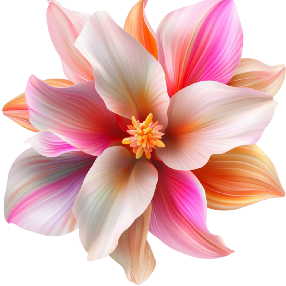 Delicate pink and white flower with soft petals arranged in a symmetrical pattern png