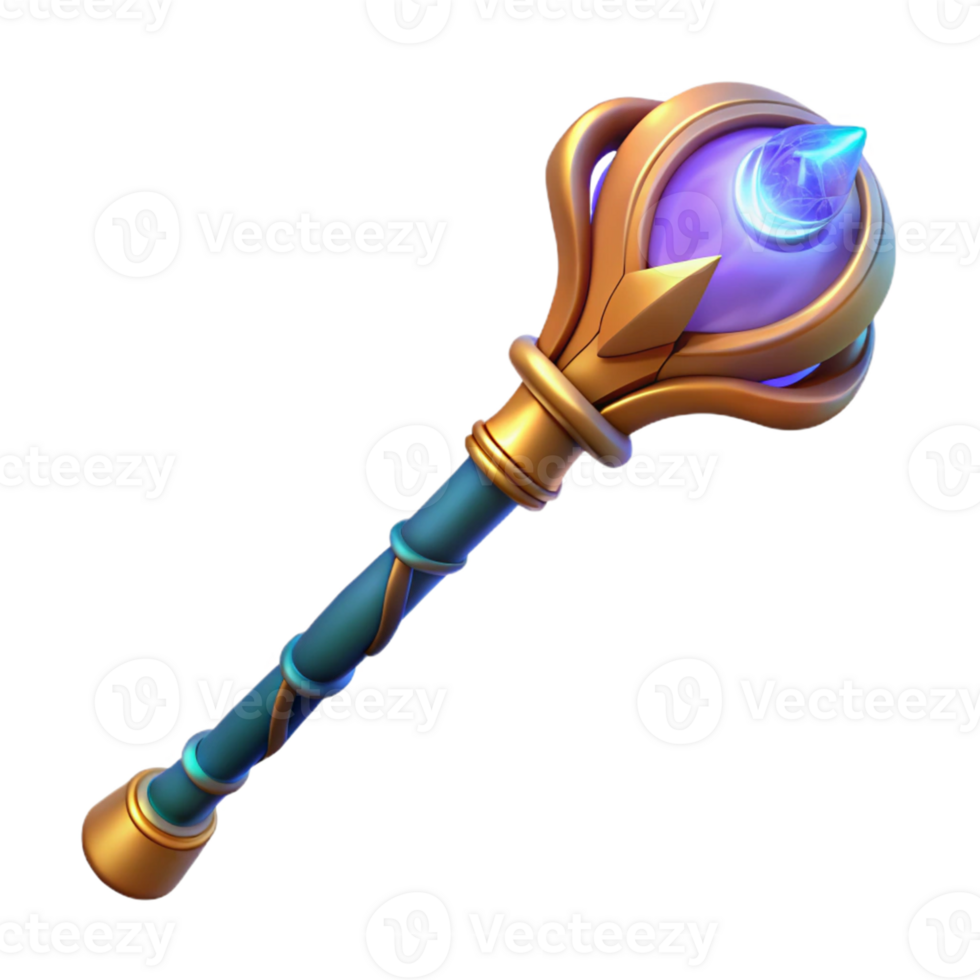 extraordinary traditional Fantasy Scepter 3D Render high resolution png