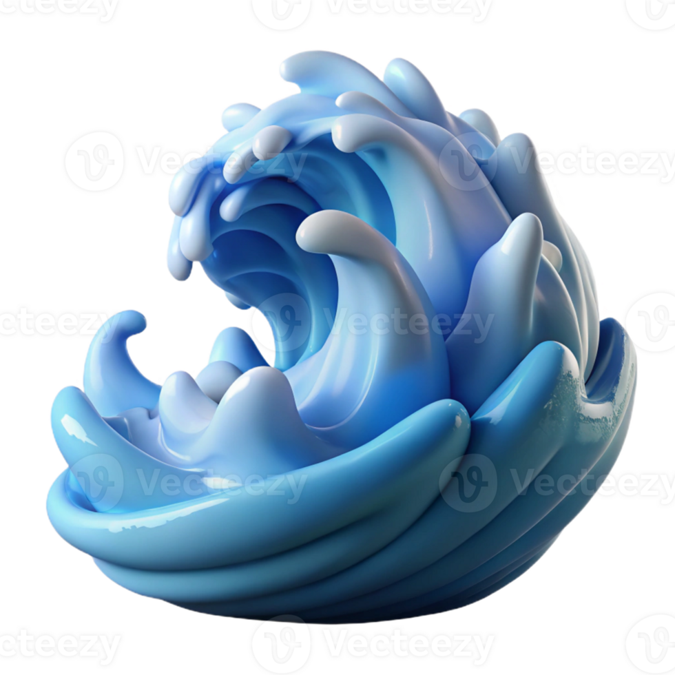 elegant artistic 3D Render Blue Wave Abstract Background genuine png