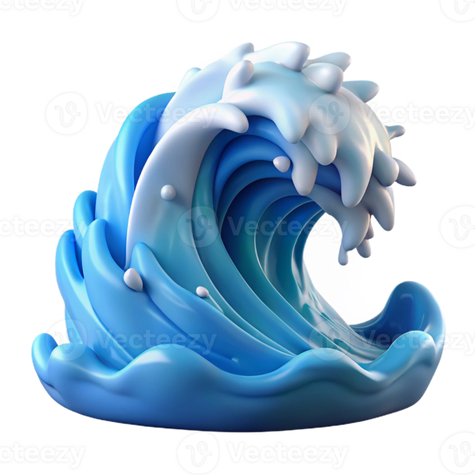 stunning rustic 3D Render of a Blue Ocean Wave high resolution png
