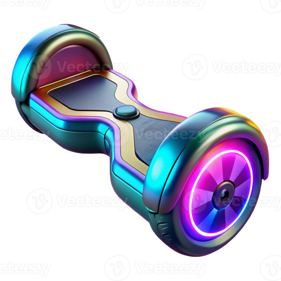 impressive minimalist Neon Hoverboard 3D Render premium png