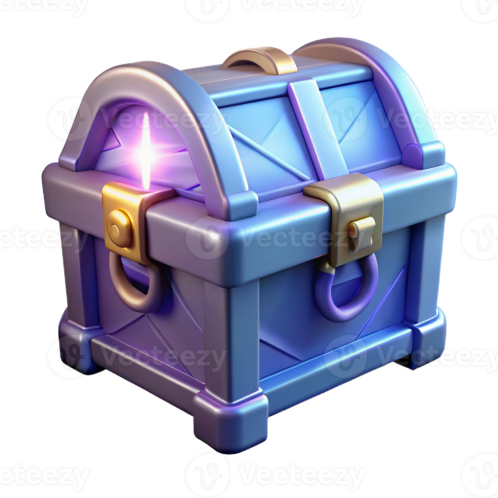 magnificent rustic Glowing Treasure Chest 3D Render high quality png