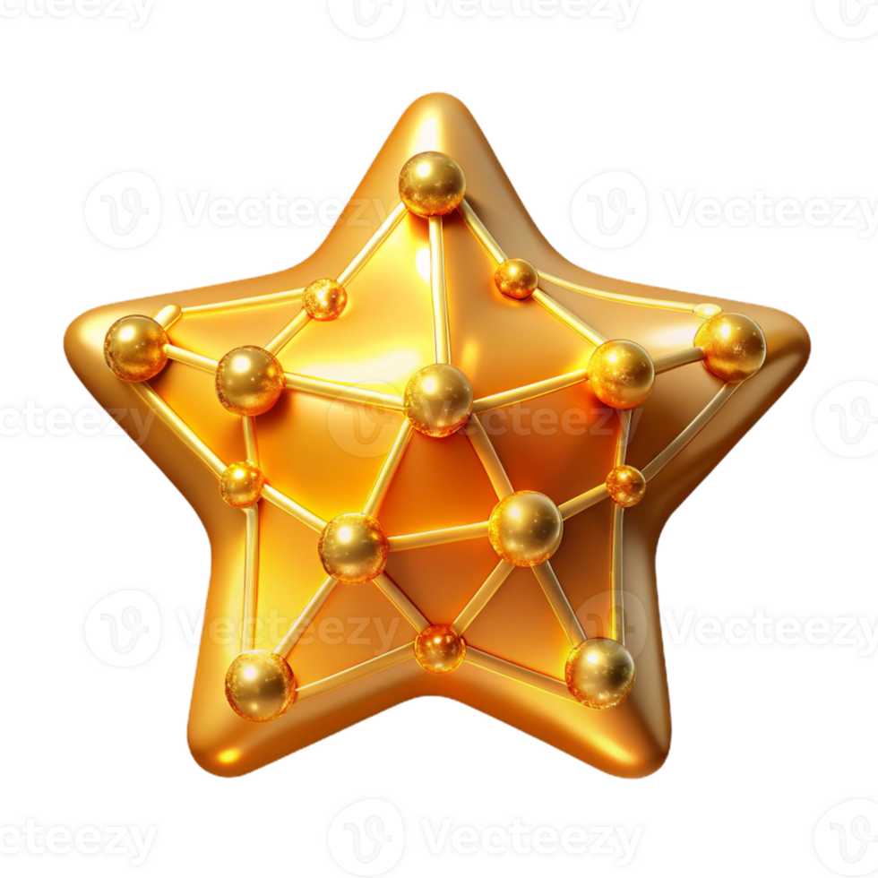 serene classic Golden Star 3D Render Network original png