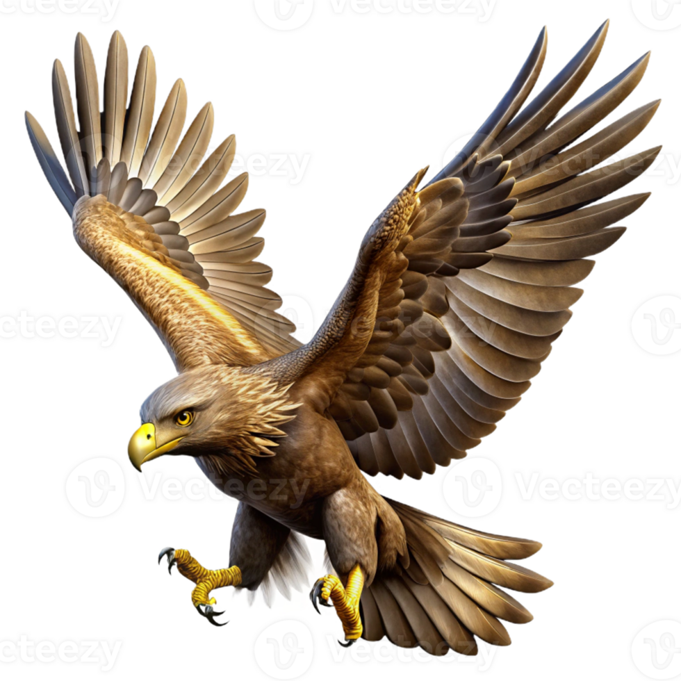 impressive contemporary Majestic Eagle in Flight 3D Illustration premium png