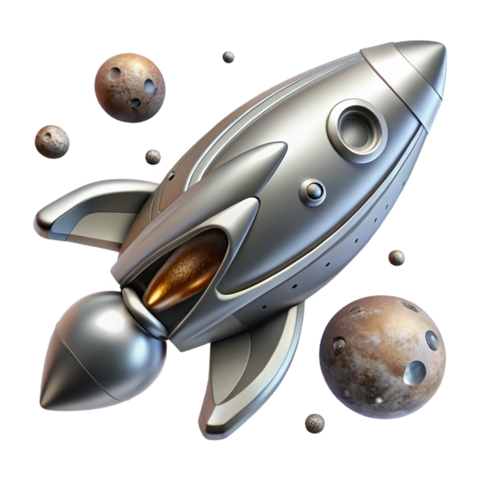 Spaceship Rocket in Cosmic Flight Asteroid Belt Journey png