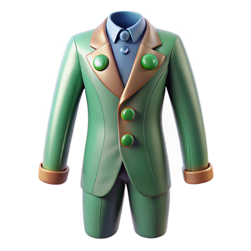 Green Suit 3D Model Stylish, Cartoonish, and Detailed png