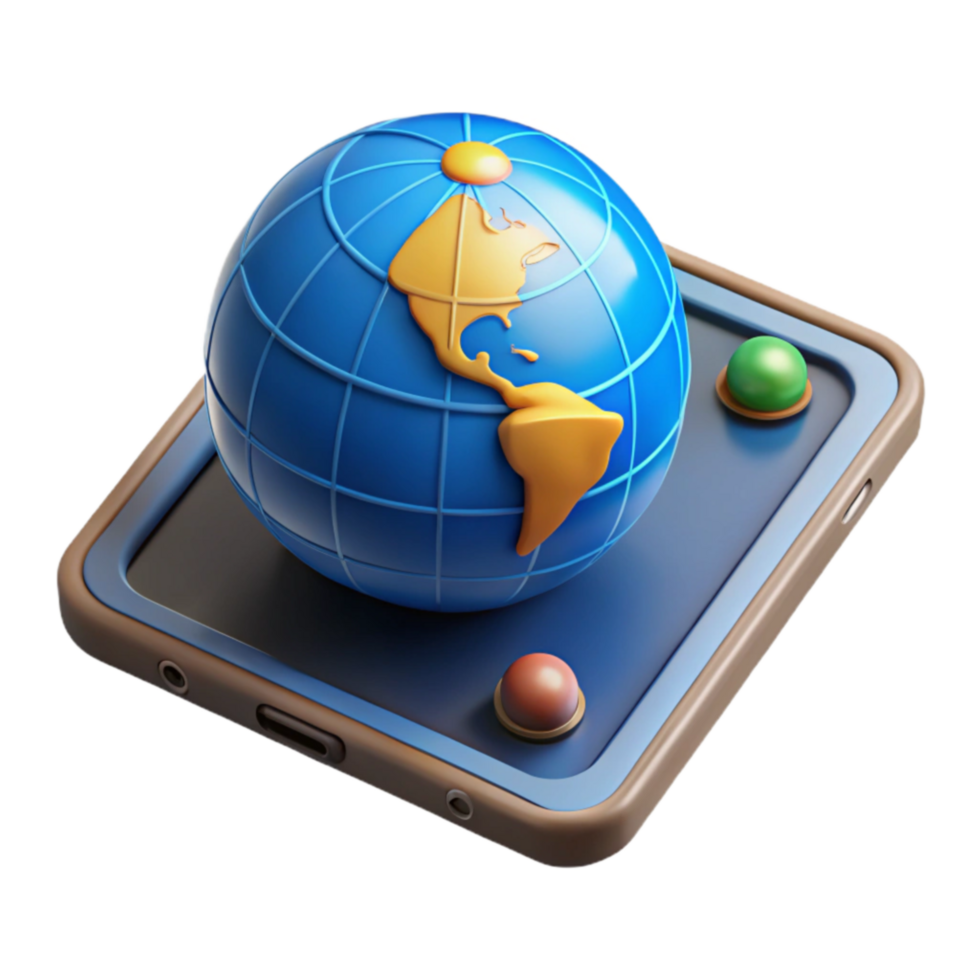 Global Navigation App World Map on Mobile png