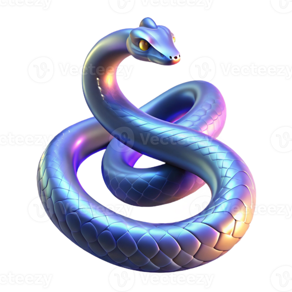 serene rustic Iridescent Snake 3D Illustration 4K png