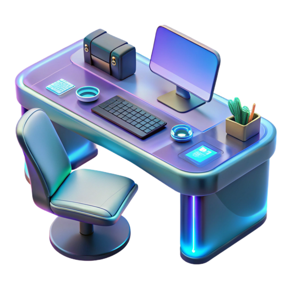 Modern Desk Setup Ergonomic Chair, Computer Accessories png