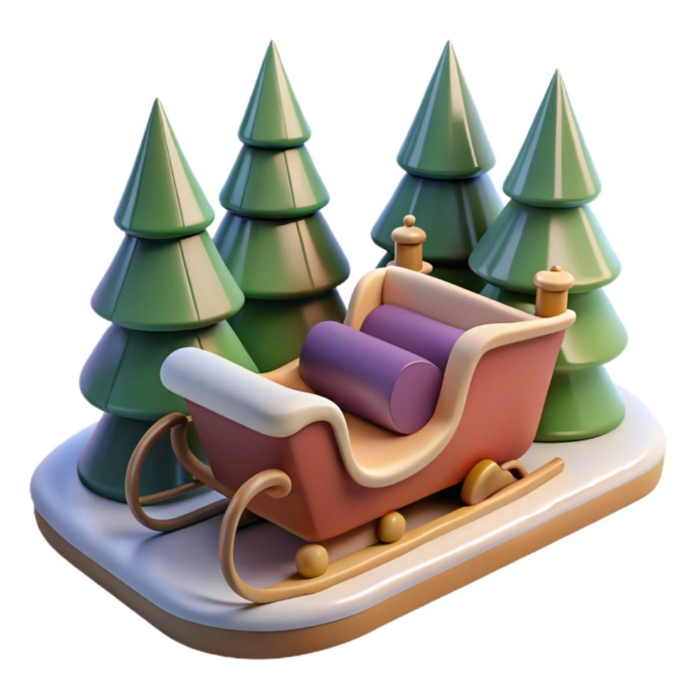 Christmas Sleigh 3D Render Festive Winter Scene png
