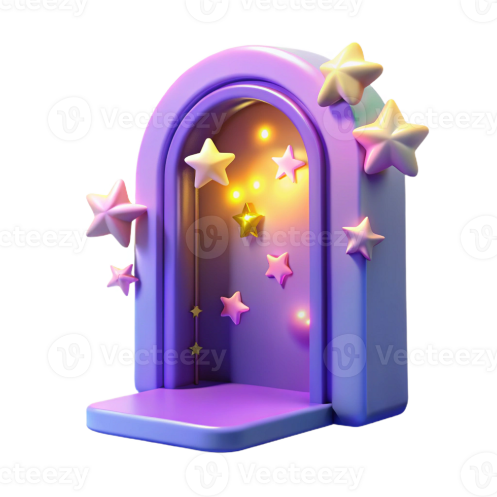 beautiful abstract 3D Purple Starry Archway Background 4K png