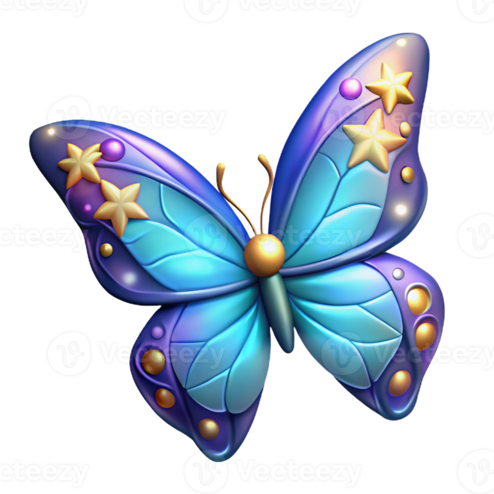 elegant rustic 3D Celestial Butterfly Illustration high quality png