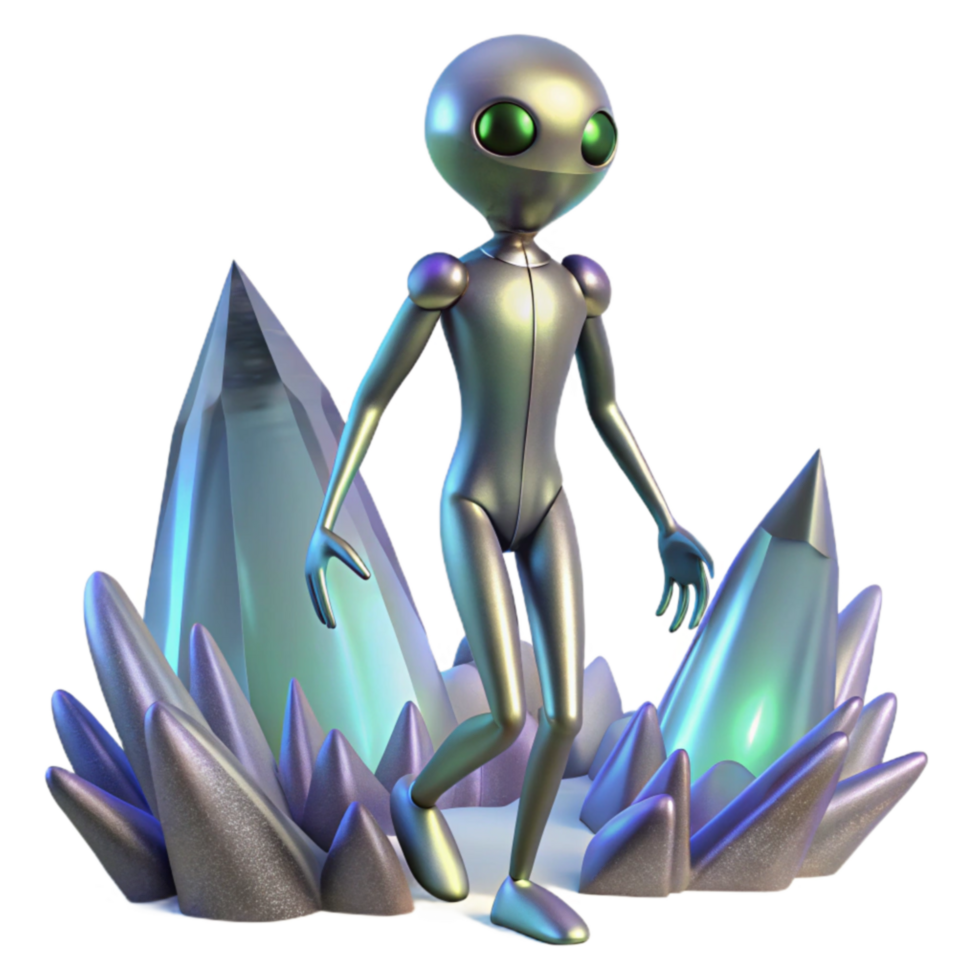 Alien Exploring Crystalline Formations png