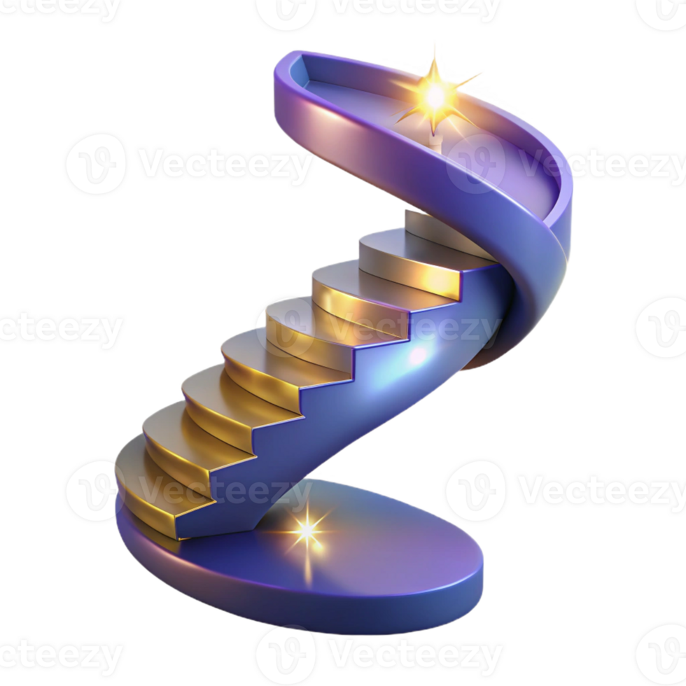 vibrant creative Golden Steps to Success 3D Illustration high quality png