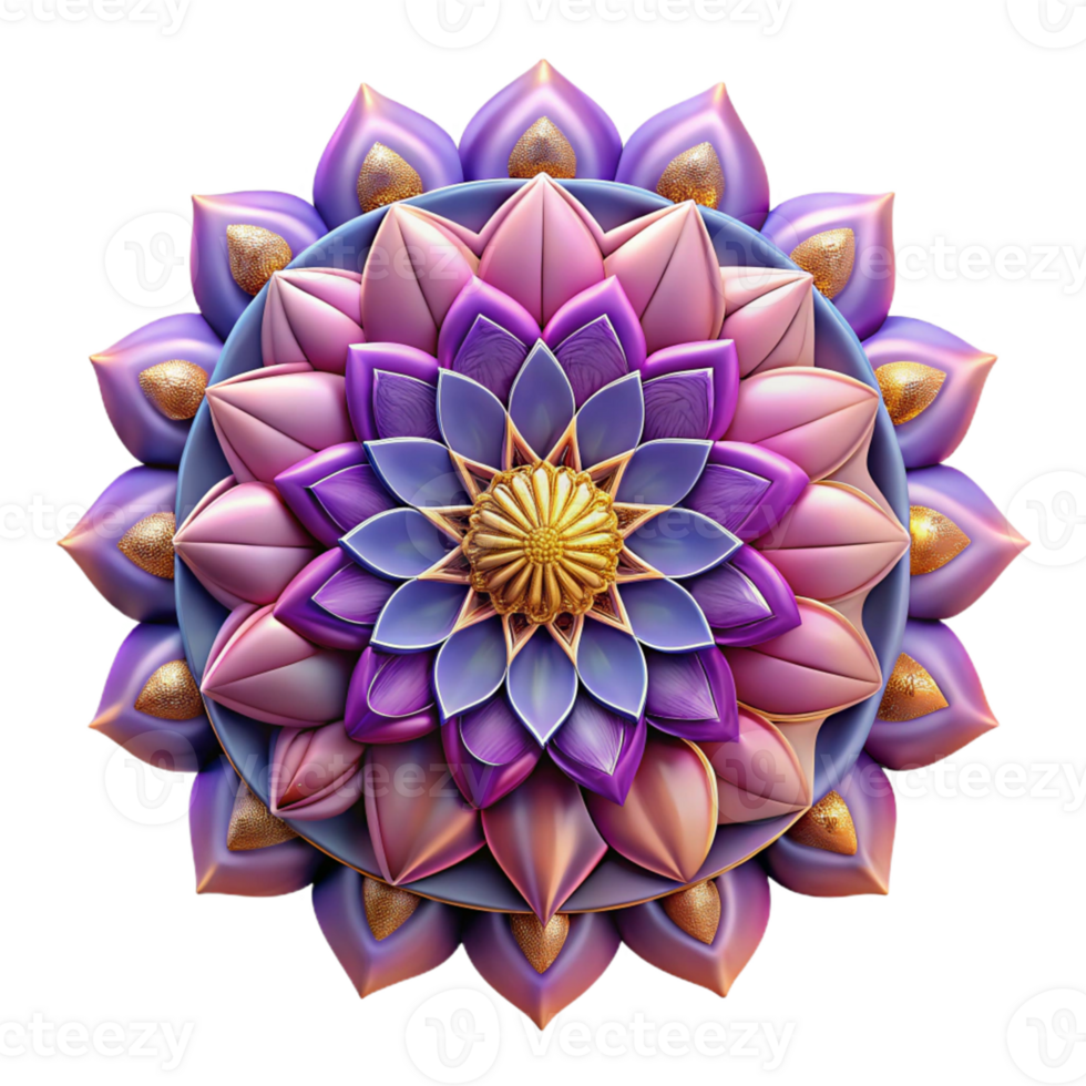 dramatic rustic 3D Floral Mandala Illustration high quality png