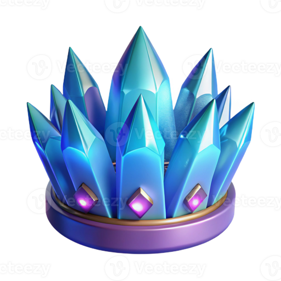 impressive vintage Crystal Crown 3D Render premium png