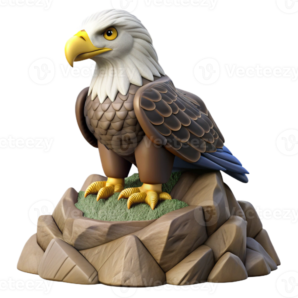 extraordinary creative Cartoon Eagle 3D Render authentic png