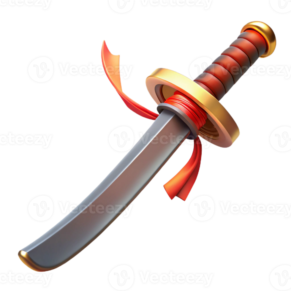 wonderful contemporary 3D Render of a Decorated Katana detailed png