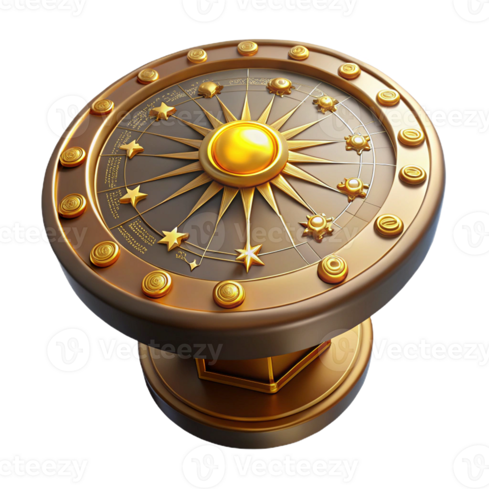 magnificent minimalist Golden Celestial Chart 3D Illustration genuine png
