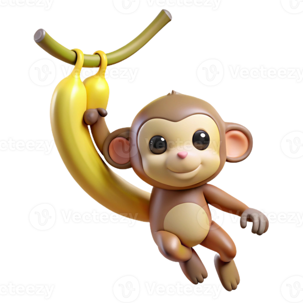 impressive creative Adorable 3D Monkey Cartoon Illustration authentic png