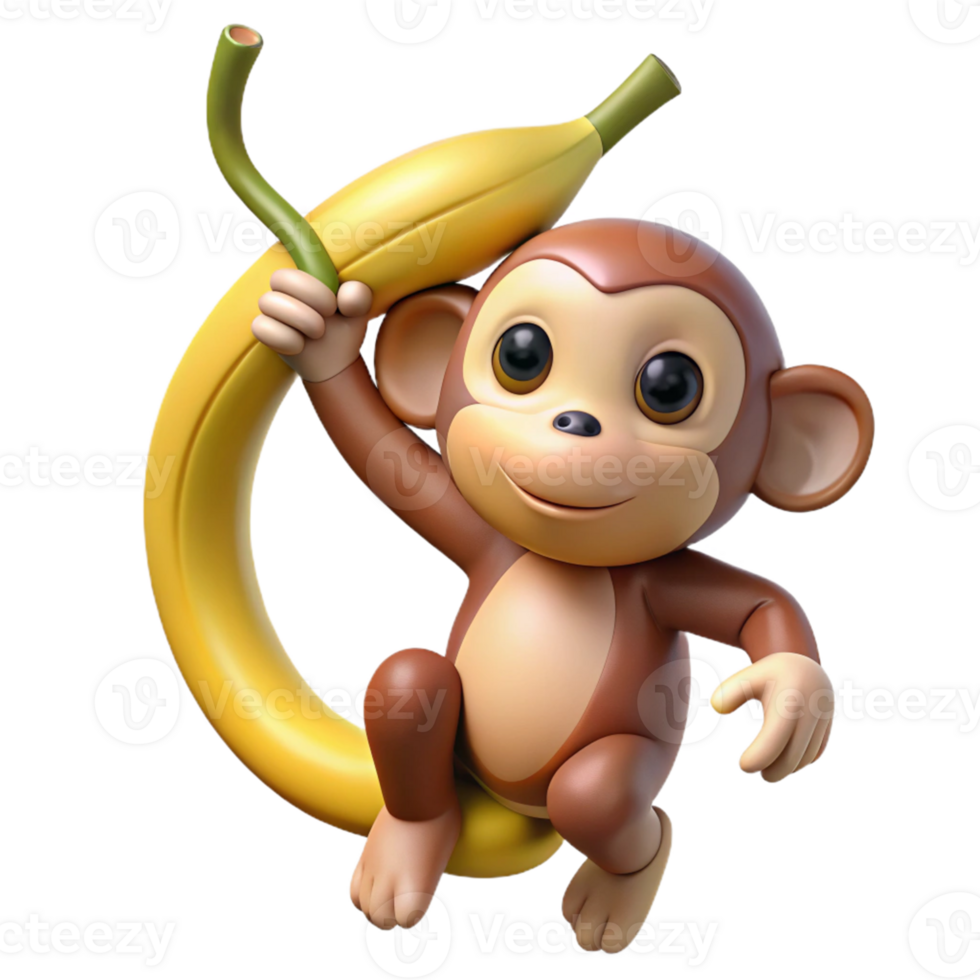 magnificent classic Adorable 3D Monkey Illustration with Banana authentic png