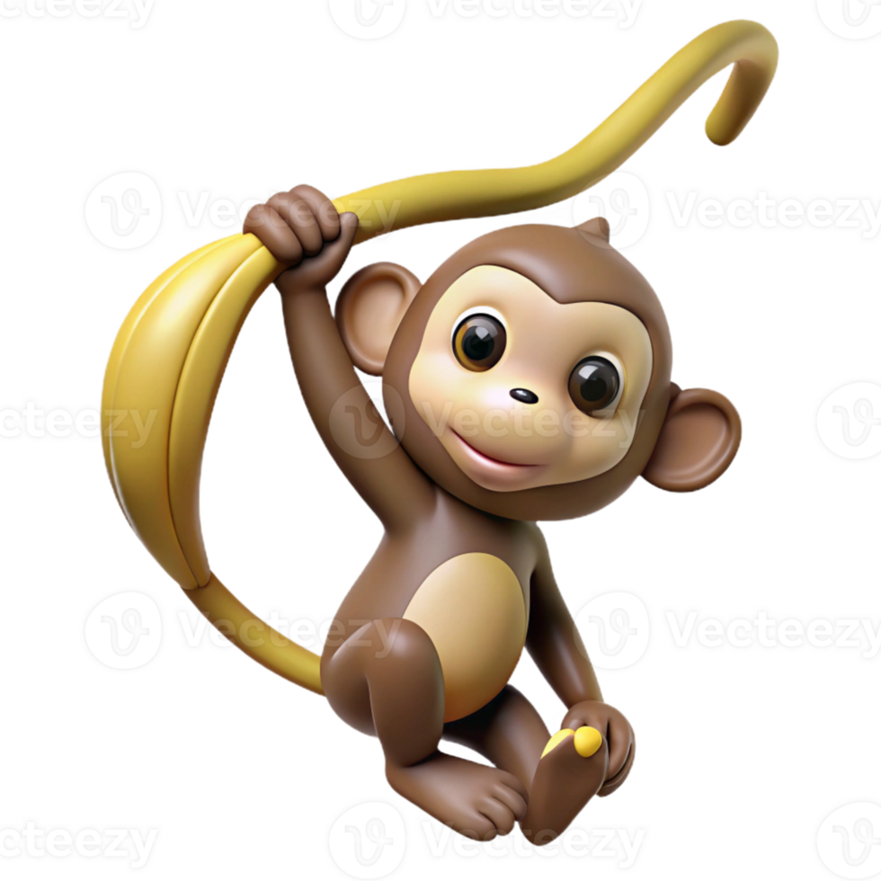 vibrant creative Adorable 3D Monkey Illustration genuine png