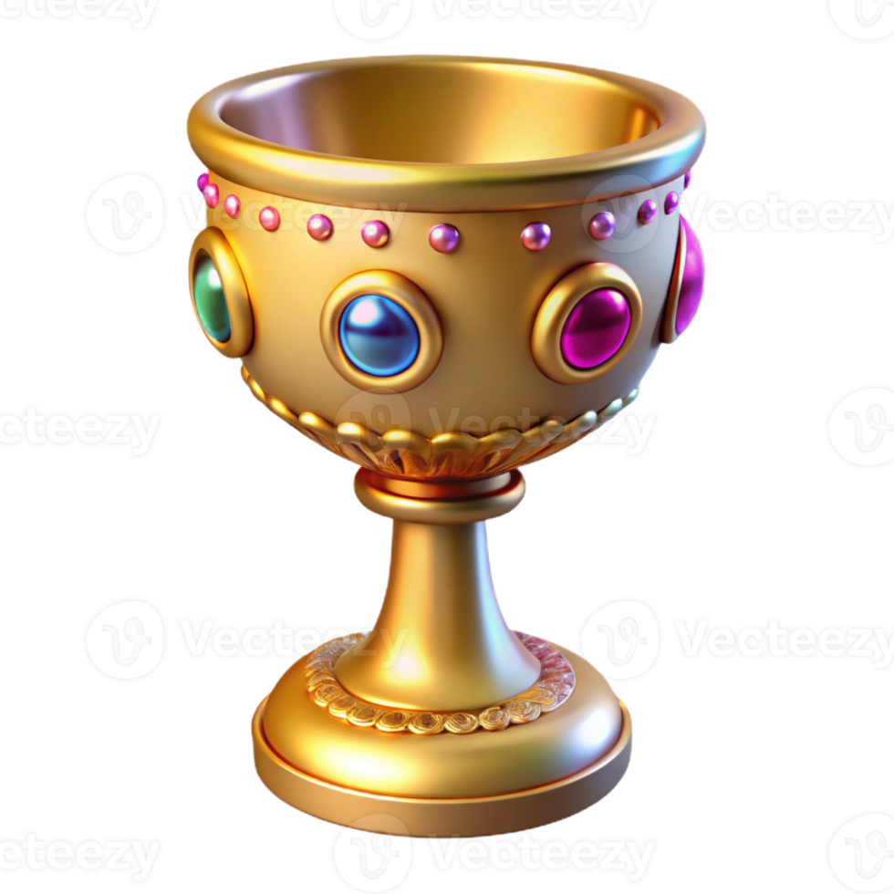 stunning classic Ornate Golden Chalice 3D Render detailed png