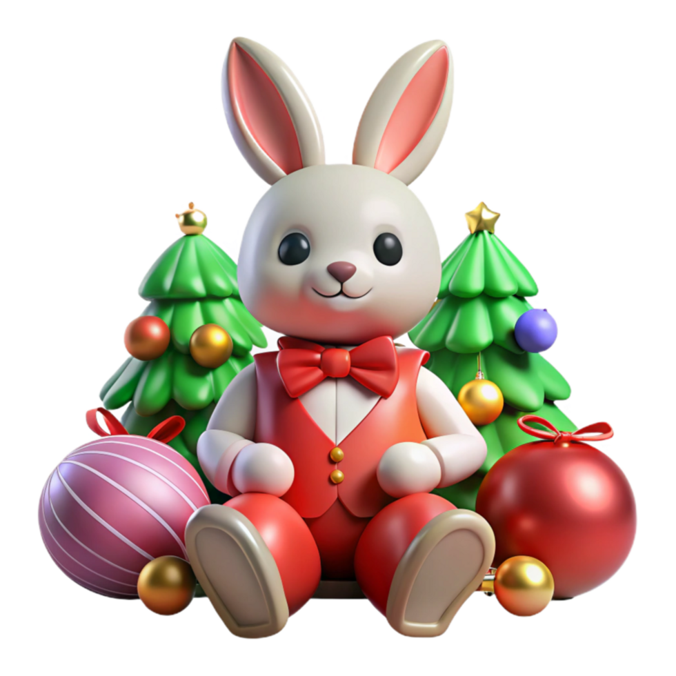 Cute Bunny in Festive Christmas Setting png