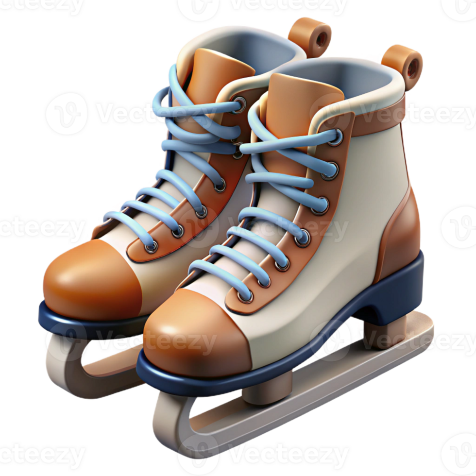 serene rustic 3D Illustration Winter Ice Skates premium png
