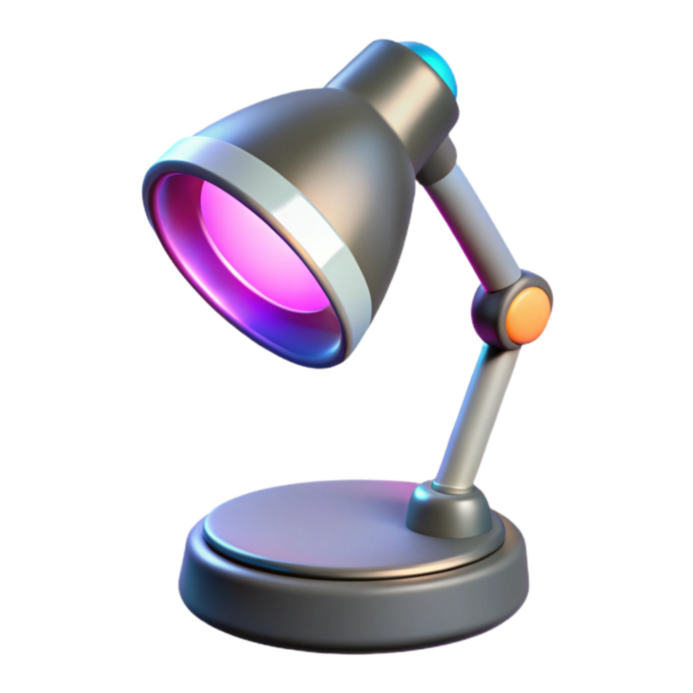 3d render do uma moderno escrivaninha luminária com colorida luz png