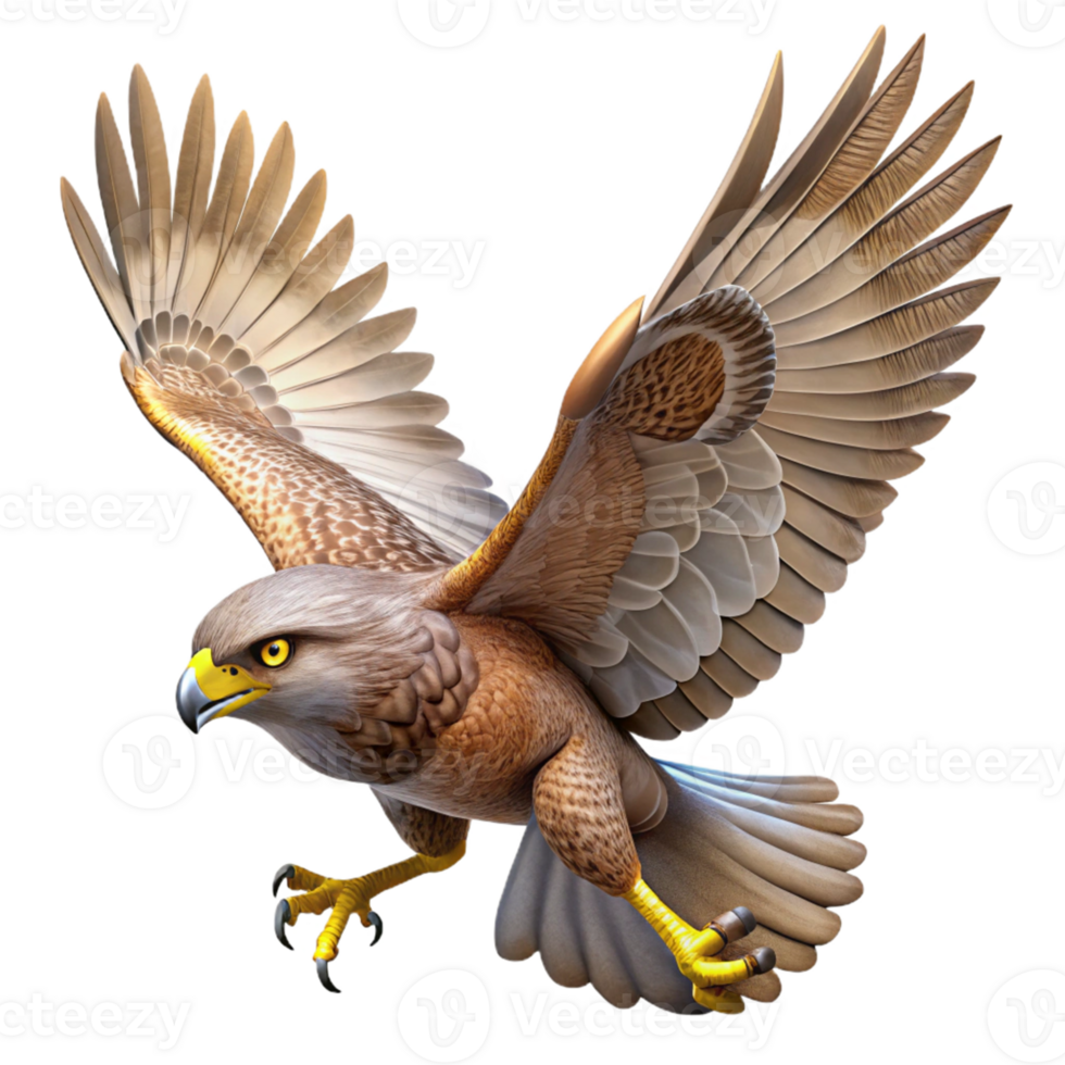 elegant minimalist Majestic Hawk in Flight Illustration detailed png