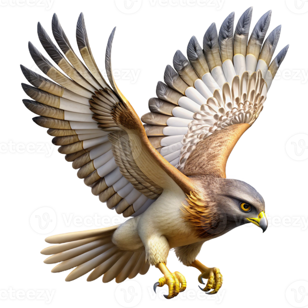 vibrant classic Majestic Hawk in Flight 3D Illustration authentic png