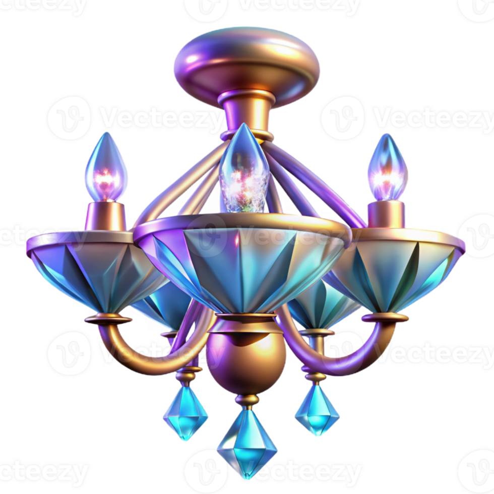 serene abstract 3D Render Elegant Crystal Chandelier premium png