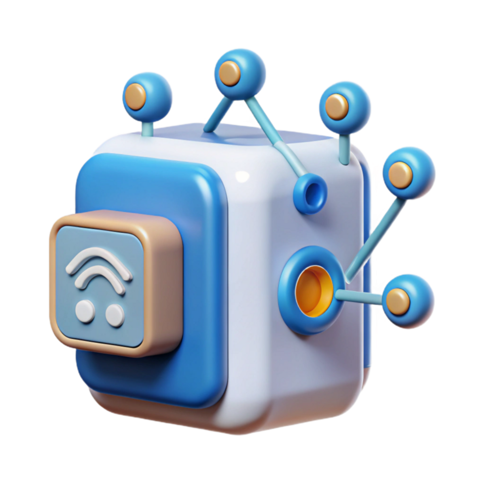 Network Connectivity 3D Cube Illustration of Wireless Signal png