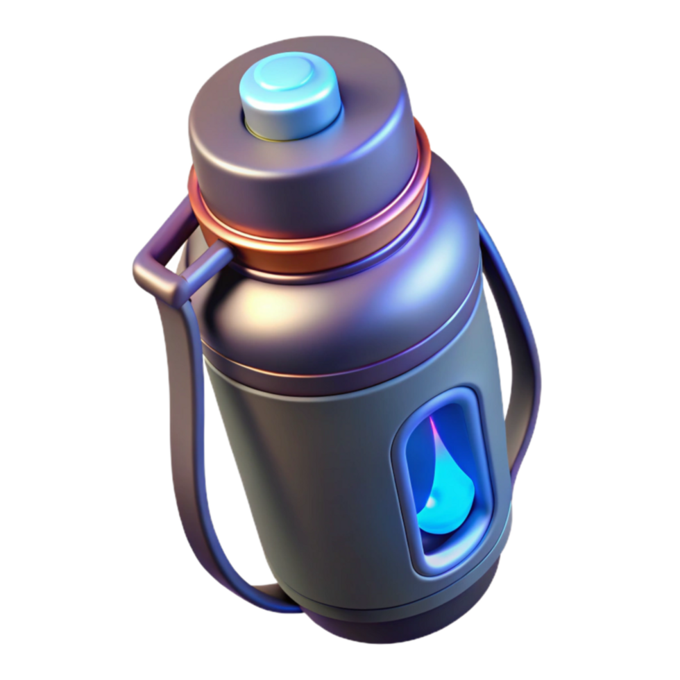 Futuristic Hydration Bottle with Illuminated Liquid png
