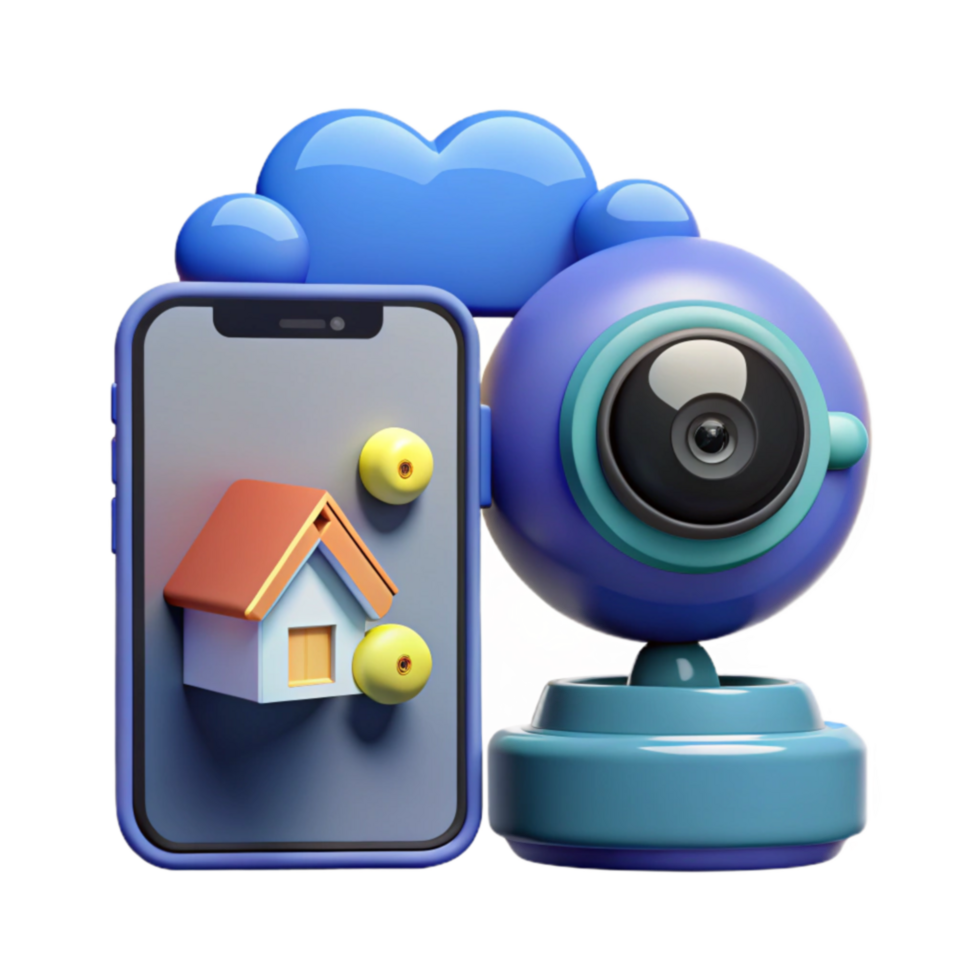 Smart Home Security Remote Monitoring with Webcam and Mobile App png