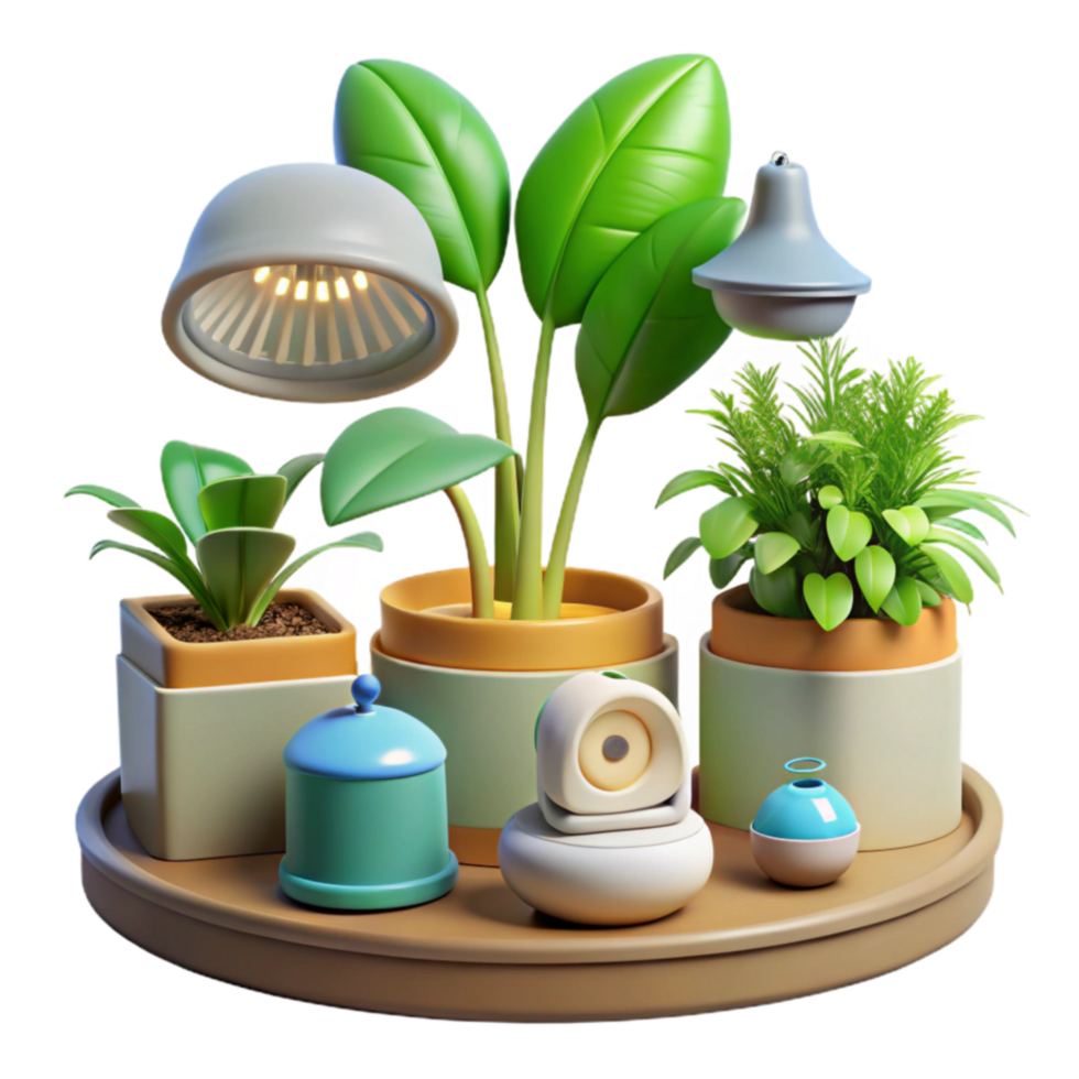 Smart Indoor Garden with Grow Lights and Automation png