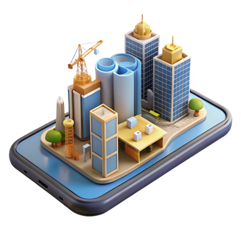 Smart City Construction Mobile App Simulation png