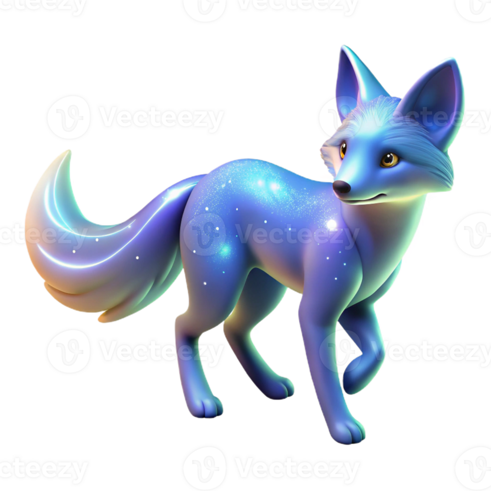magnificent creative Celestial Fox 3D Render high resolution png
