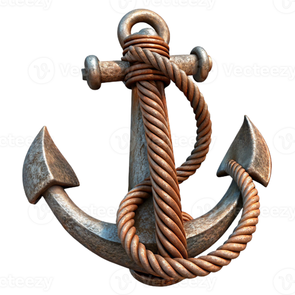 vibrant creative Rusty Anchor 3D Render detailed png